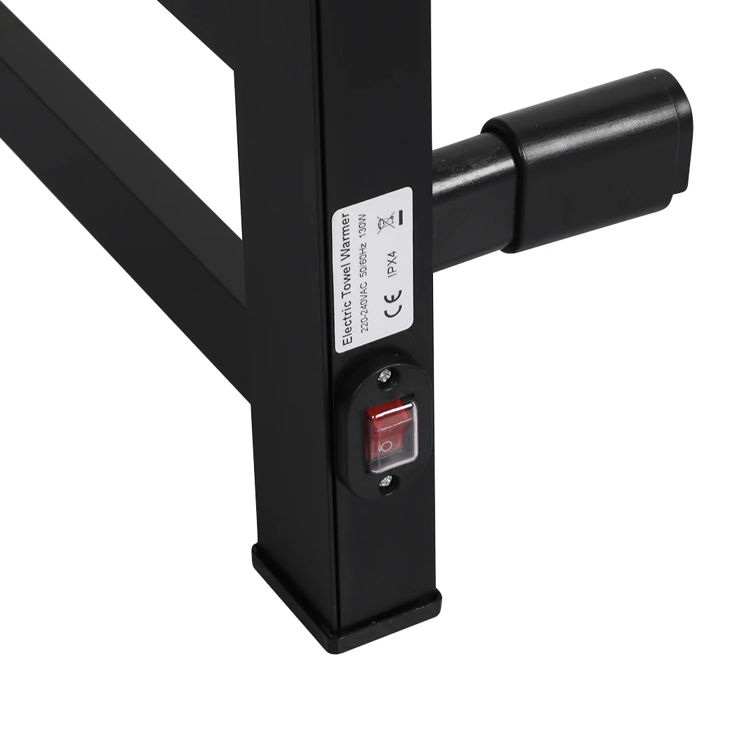 Heated Towel Rail Warmer Rack Wall Mounted - Black - Nurns