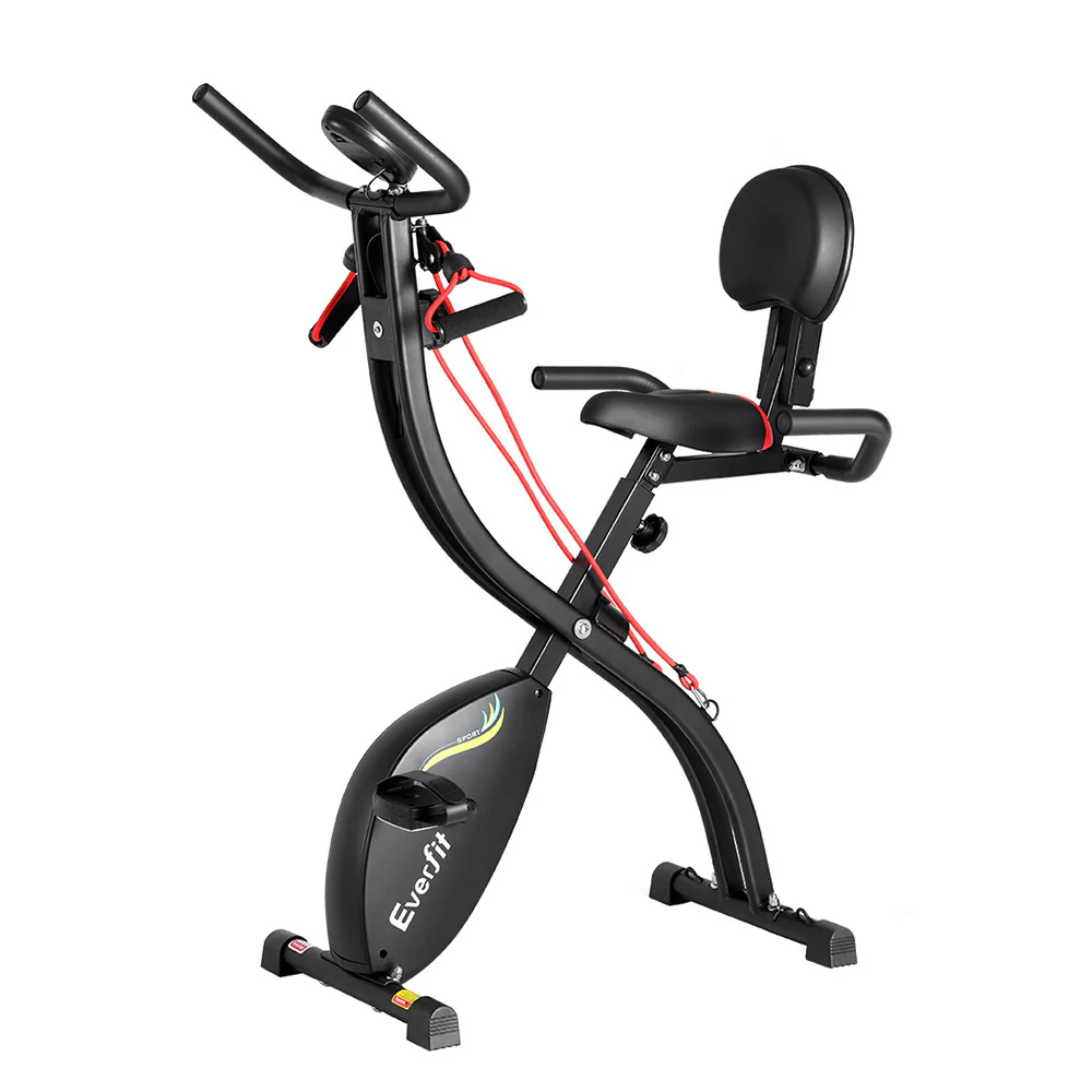 Everfit Folding Exercise Bike Magnetic X-Bike Indoor Cycling Resistance Rope - Nurns