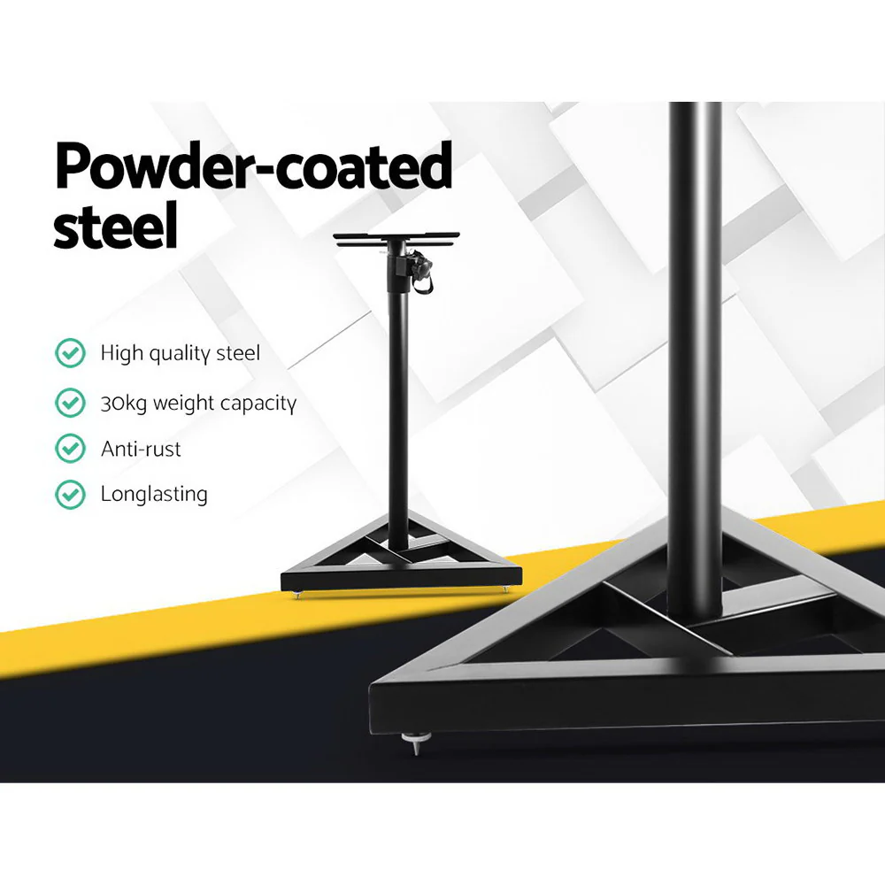 Set of 2 120CM Surround Sound Speaker Stand - Black - Nurns