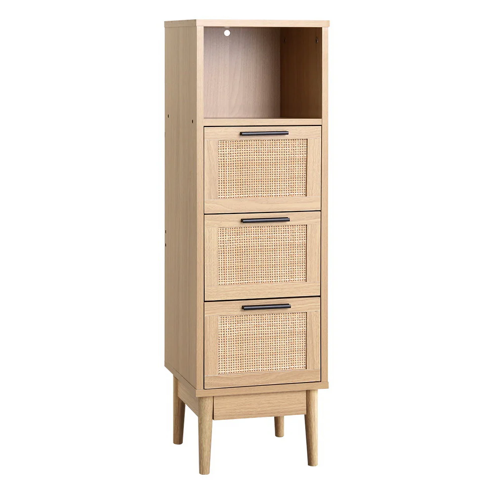 Artiss 3 Chest of Drawers with Shelf - Oak - Nurns