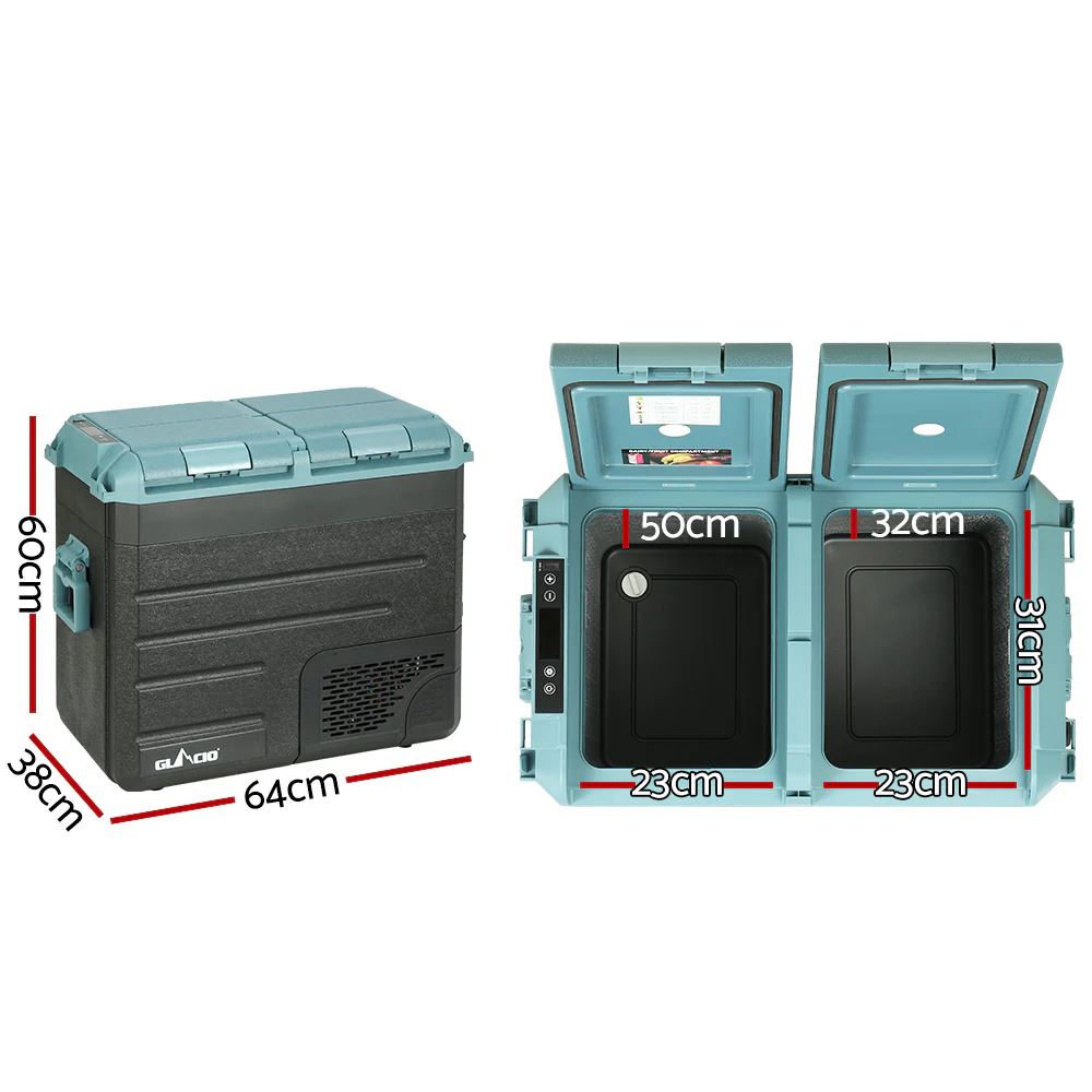 Glacio 60L Portable Fridge Freezer Cooler Camping 12V/24V/240V Caravan Car - Nurns