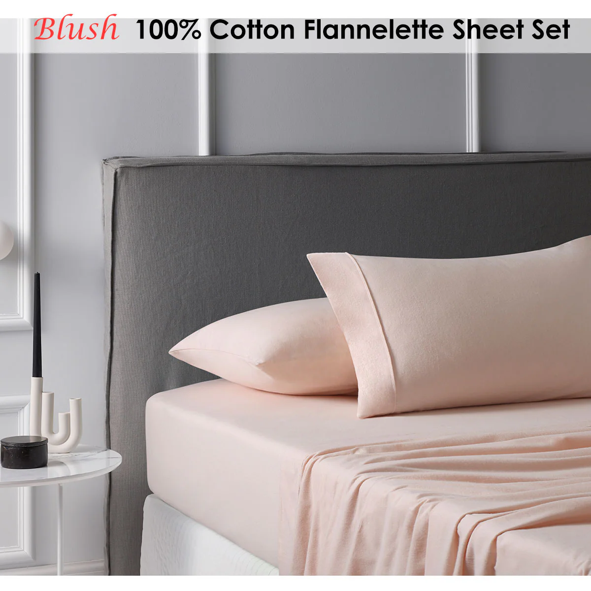 King Accessorize Cotton Flannelette Sheet Set Blush - Nurns