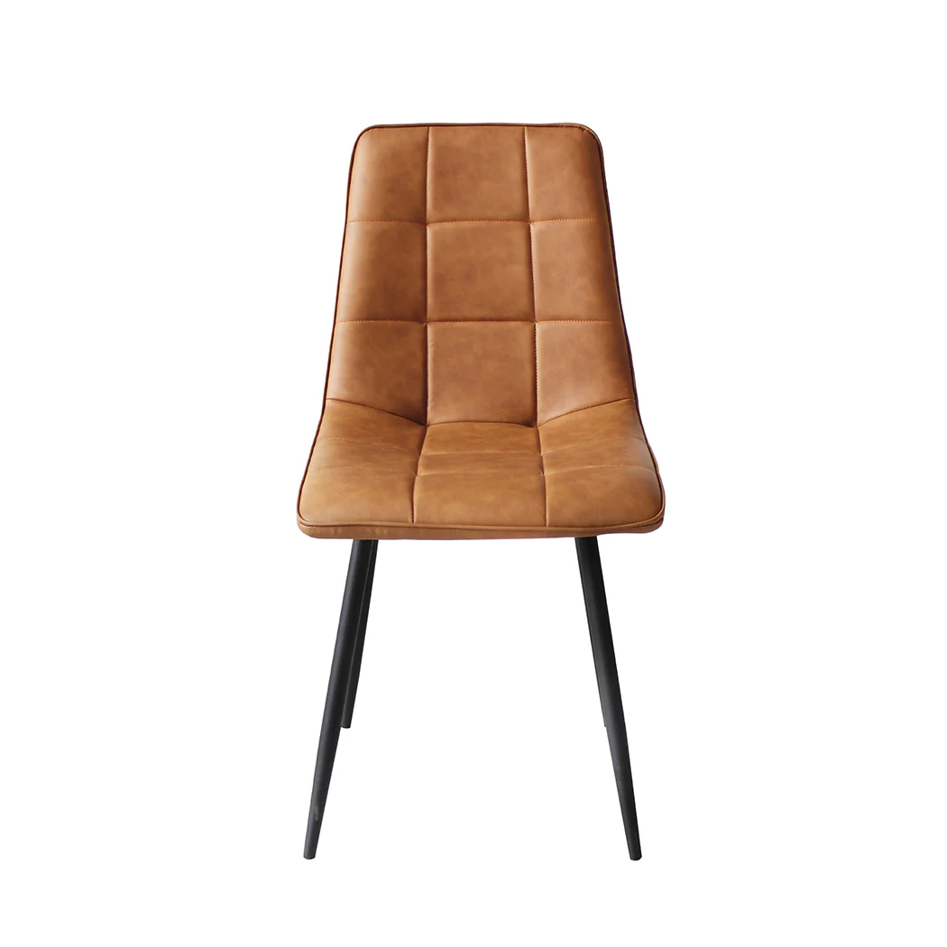 Avery Set of 4 Dining Chairs Kitchen Table Lounge Room Padded Seat PU Leather - Brown - Nurns