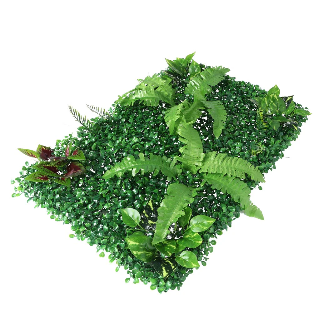 Set of 6 Artificial Hedge Grass Plant Hedge Fake Vertical Garden Green Wall Ivy Mat Fence - Nurns