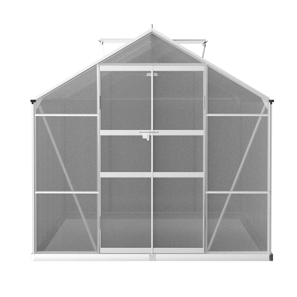 Greenfingers Greenhouse 3x2.5x2.26M Double Doors Aluminium Green House Garden Shed - Nurns
