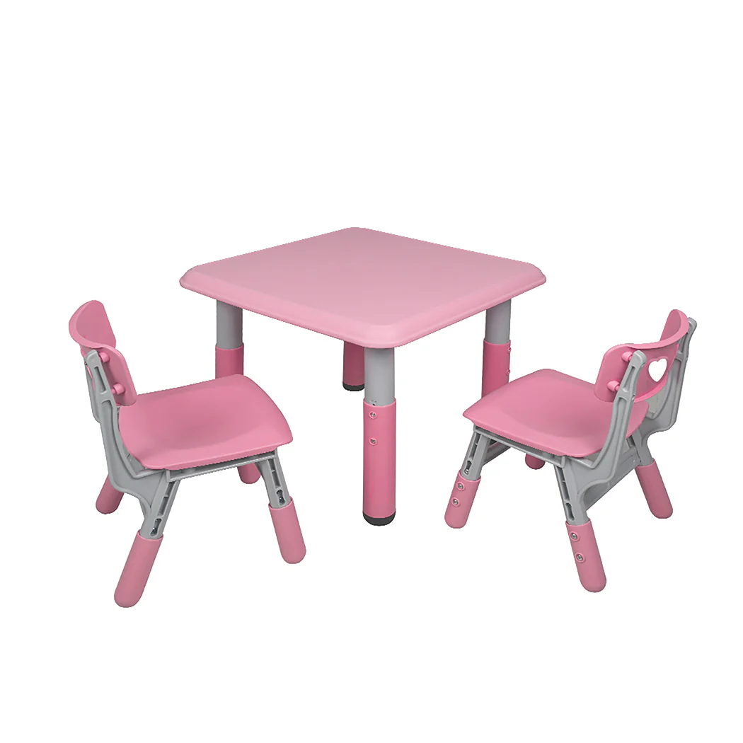 Patsey 3-Piece Kids Table & Chairs Set Children Furniture Toys Play Study Desk - Pink - Nurns