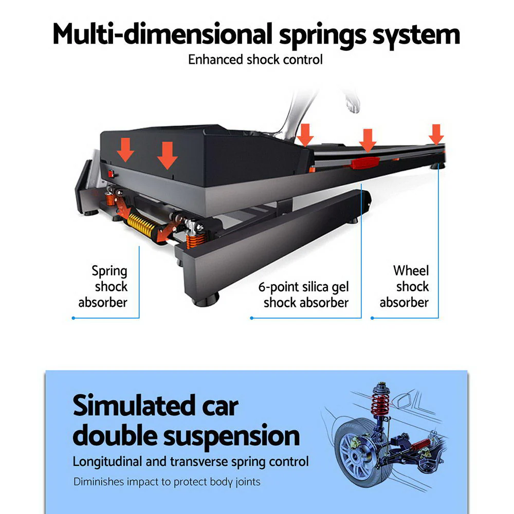 Everfit Treadmill Electric Auto Incline Spring Home Gym Fitness Exercise 480mm - Nurns