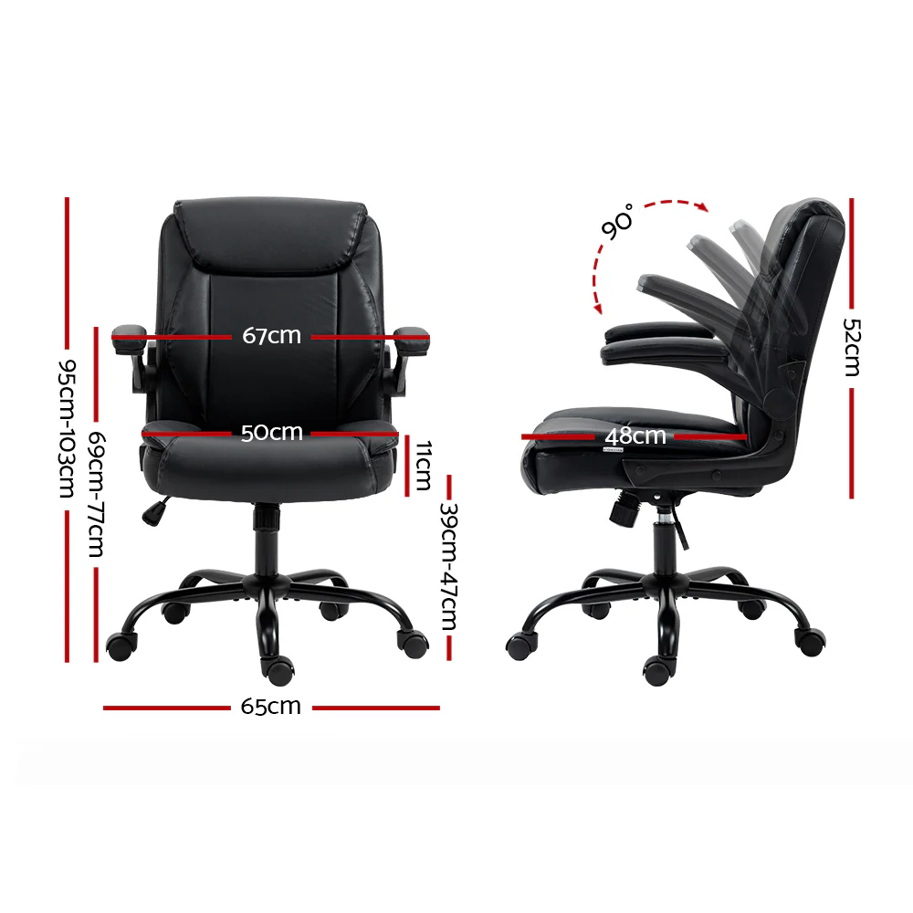 Artiss Executive Office Chair Mid Back Black - Nurns