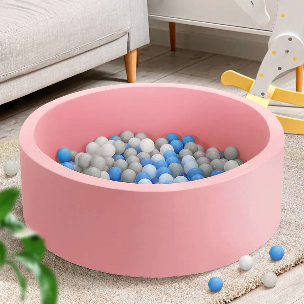 Ocean Foam Ball Pit with Balls Kids Play Pool Barrier Toys 90x30cm Pink - Nurns