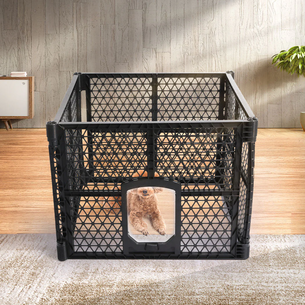Pet Playpen Foldable Protable Dog Play Pens Plastic Garden Outdoor 4 Panels - Nurns