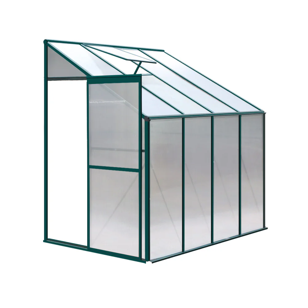 Greenfingers Greenhouse 2.52x1.27x2.13M Lean-to Aluminium Polycarbonate Green House Garden Shed - Nurns