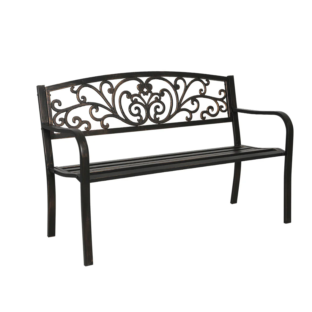 Calyx Garden Bench Seat Cast Iron Patio Benches Seats Lounge Chair - Bronze - Nurns
