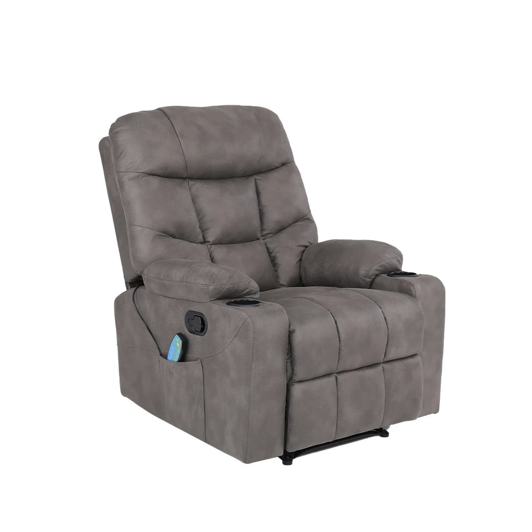 Pax Electric Massage Recliner Chair Heated 8-point Lounge Armchair - Grey - Nurns