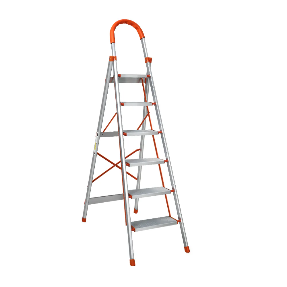 6 Step Ladder Multi-Purpose Folding Aluminium Light Weight Non Slip Platform - Nurns