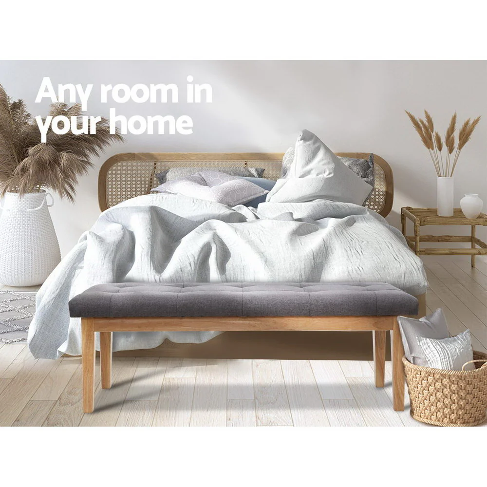 Bench Bedroom Benches Ottoman Upholstered Fabric Chair Foot Stool 120cm - Nurns