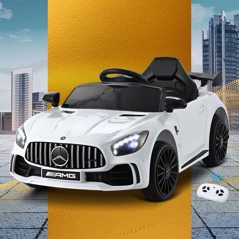 Kids Ride On Car Mercedes-Benz AMG GTR Electric Toy Cars 12V - White - Nurns