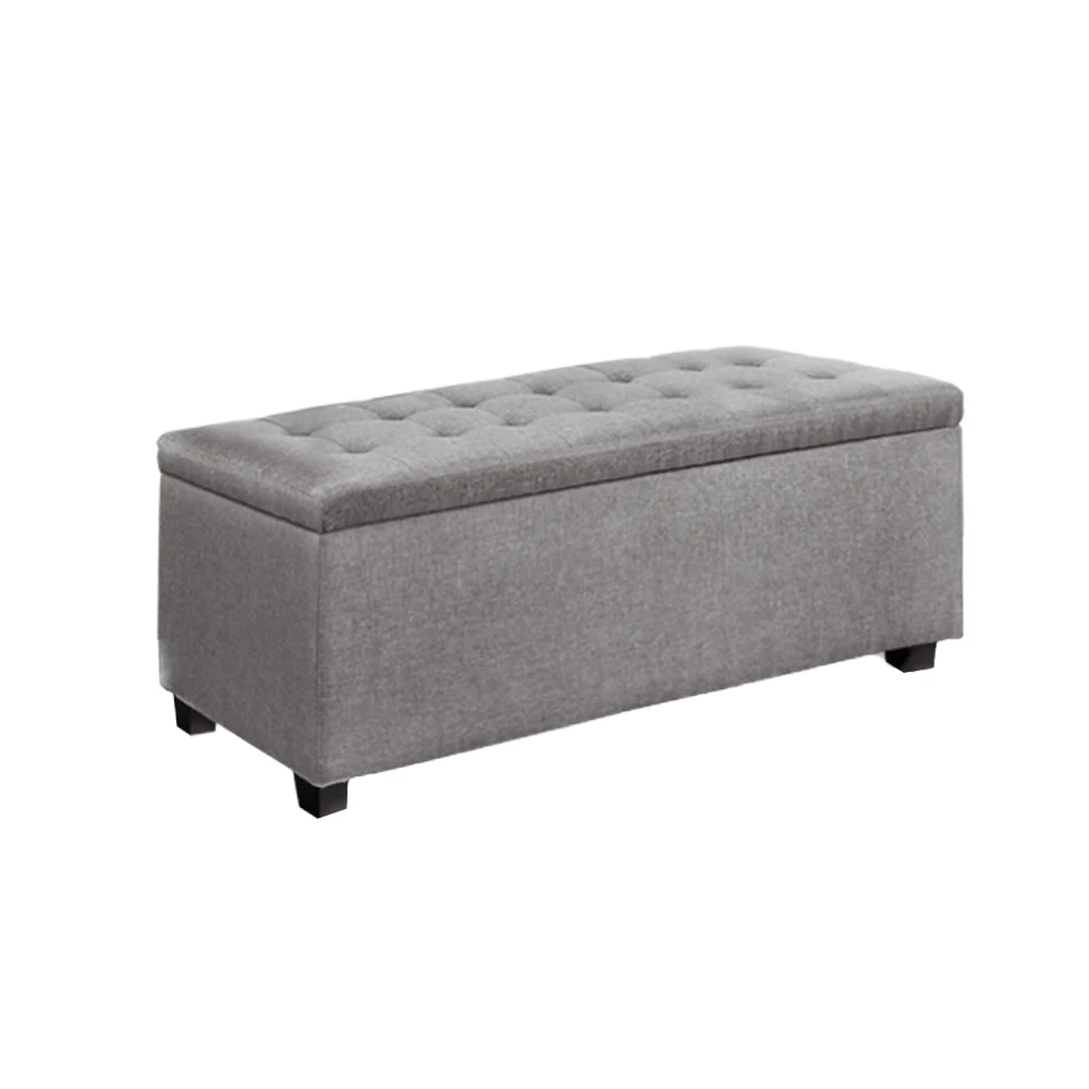Large Fabric Storage Ottoman - Light Grey - Nurns