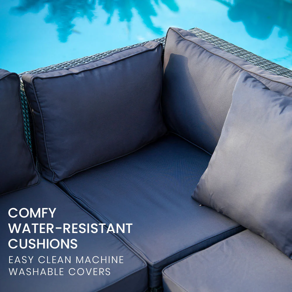 Ray 3-Seater Set 4-Piece Modular Outdoor Lounge Setting with Coffee Table - Grey - Nurns