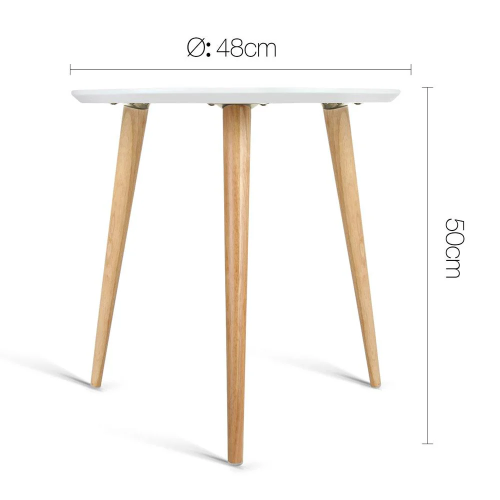 Coffee Table Round Side End Tables Bedside Furniture Wooden Scandinavian - Nurns