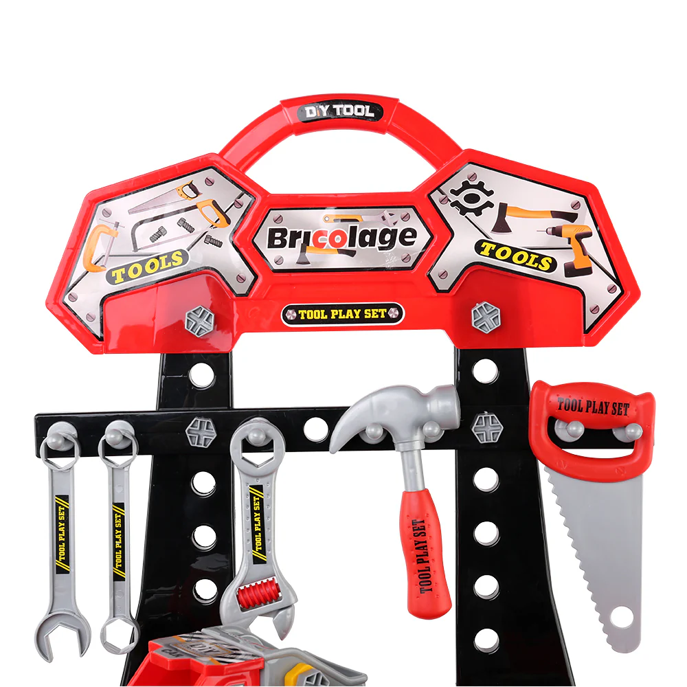 Kids Pretend Workbench DIY Tools 97 Piece Children Role Play Toys Red - Nurns