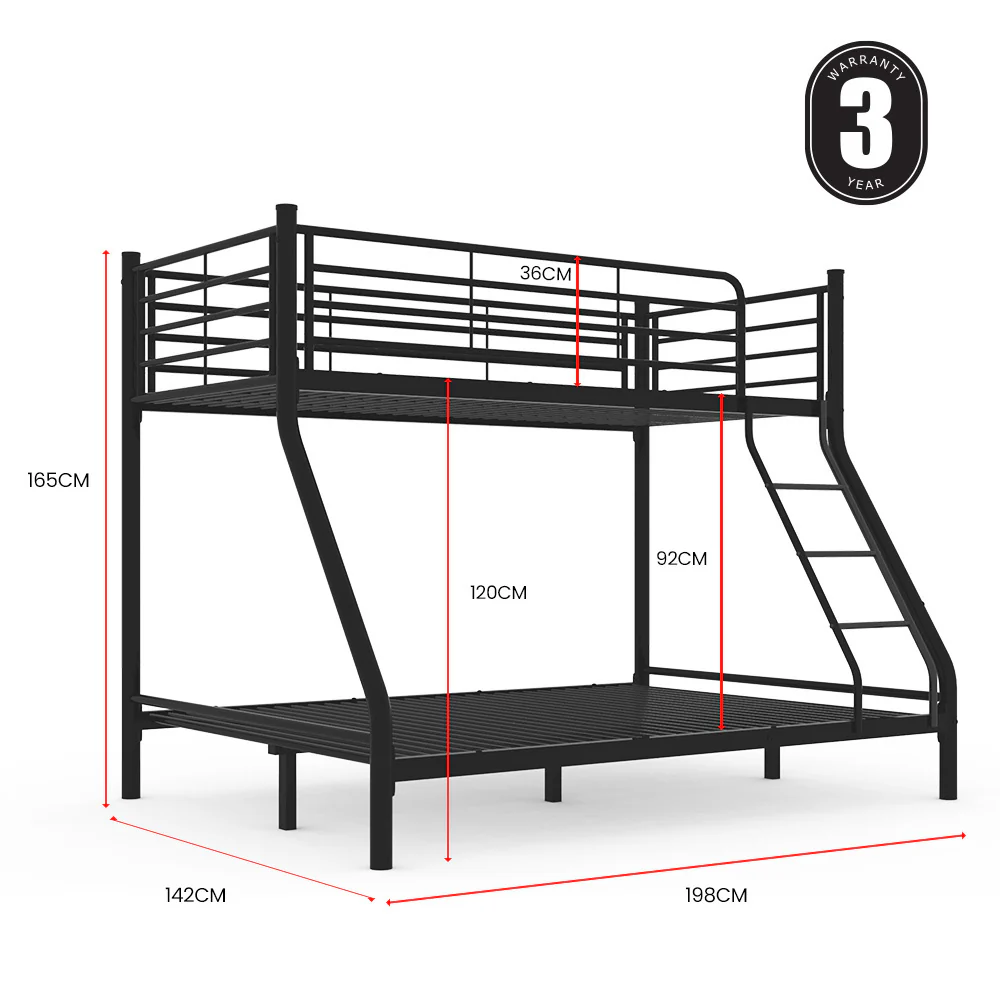 Maia Metal over Bunk Bed Frame - Matte Dark Grey Double - Nurns