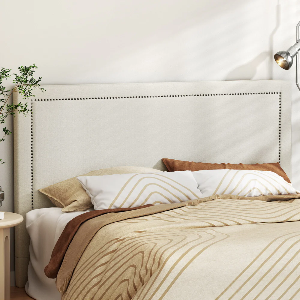 Bed Head Headboard Fabric - Beige King - Nurns