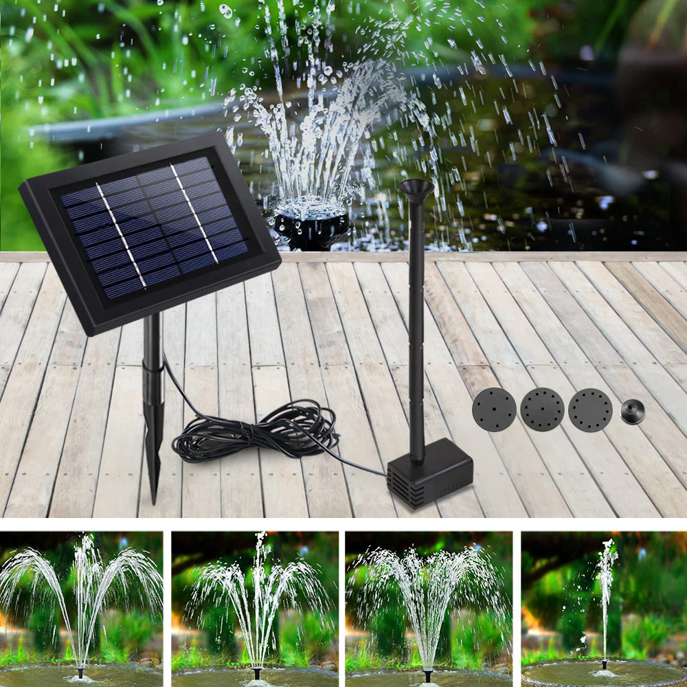 Solar Pond Pump Water Fountain Outdoor Powered Submersible Filter 4FT - Nurns