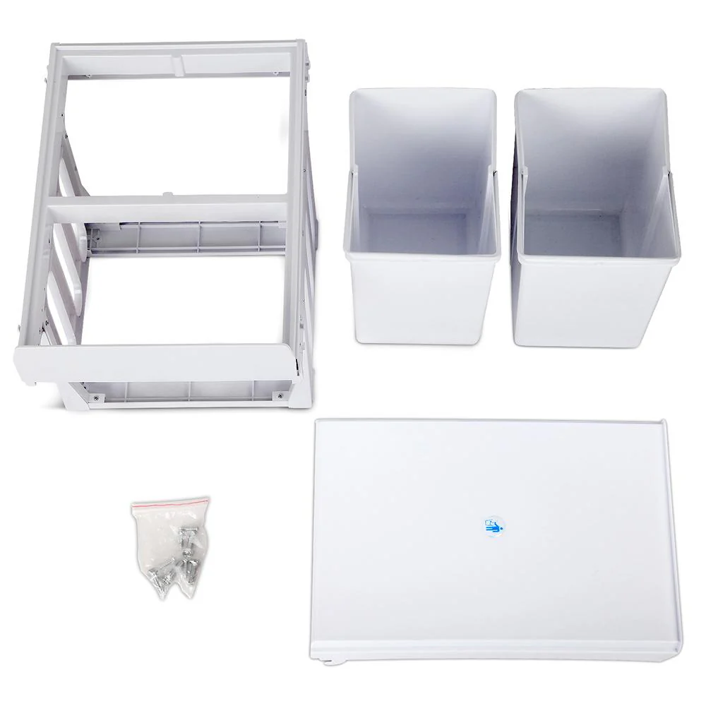 Pull Out Bin Kitchen Double Basket 2X15L White - Nurns