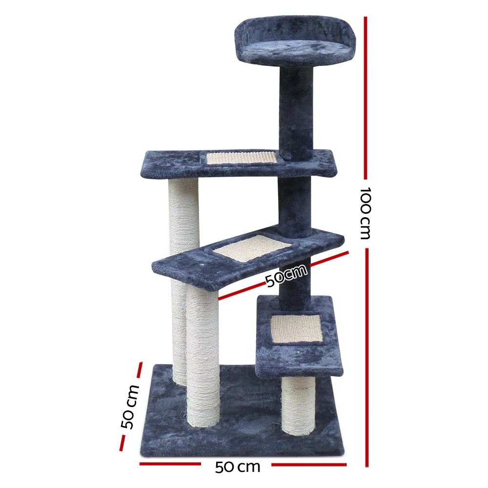 Cat Tree 100cm Trees Scratching Post Scratcher Tower Condo House Furniture Wood Steps - Nurns