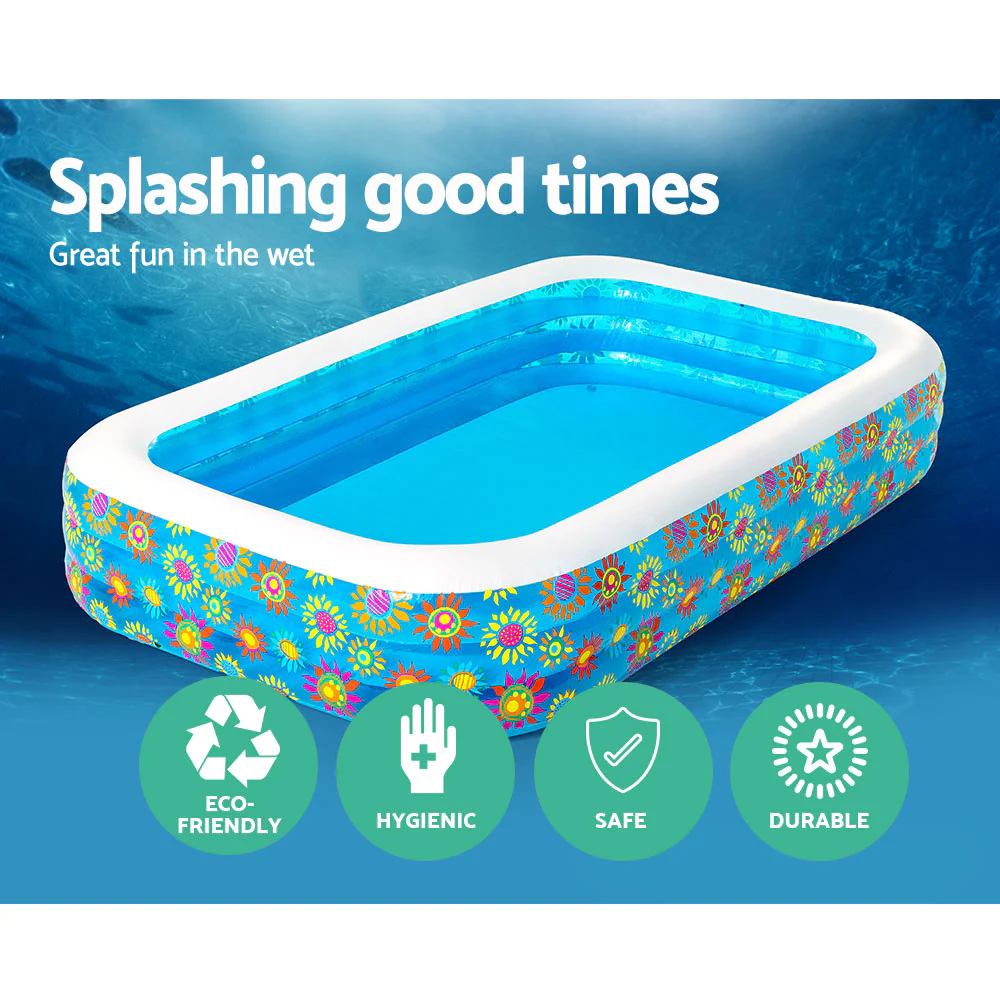 Bestway Kids Pool 305x183x56cm Inflatable Floral Above Ground Swimming Pools 1161L - Nurns
