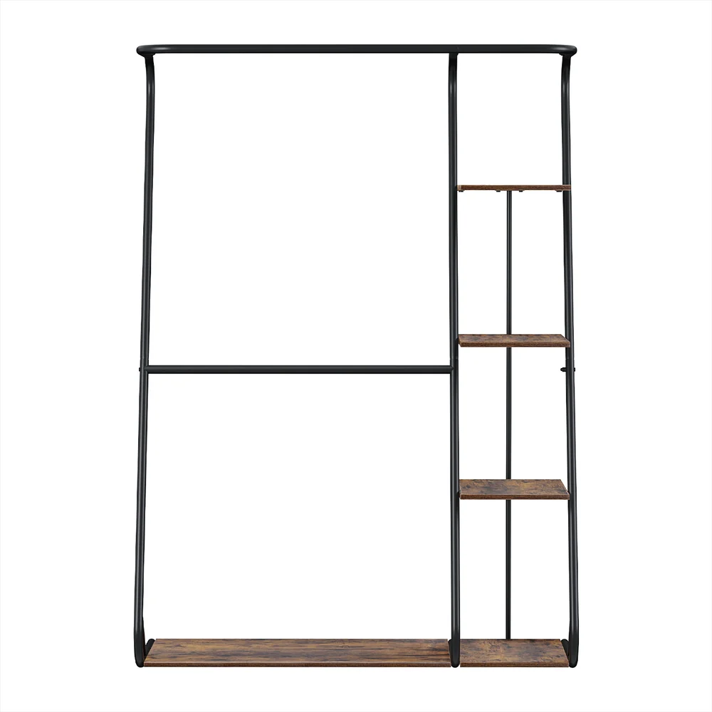 Wardrobe Clothes Rack Airer 4-Tier - Walnut - Nurns