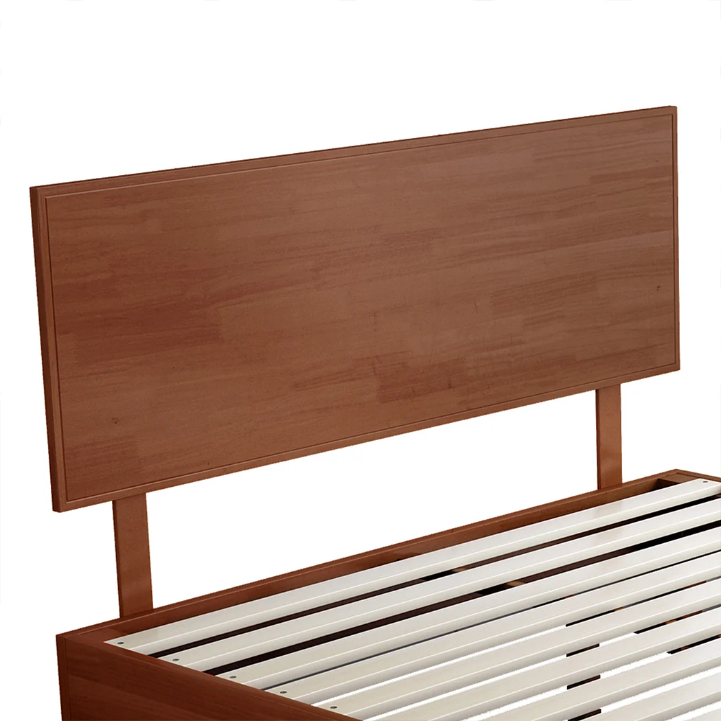 Naomi Rubberwood Bed Frame - Walnut Queen - Nurns