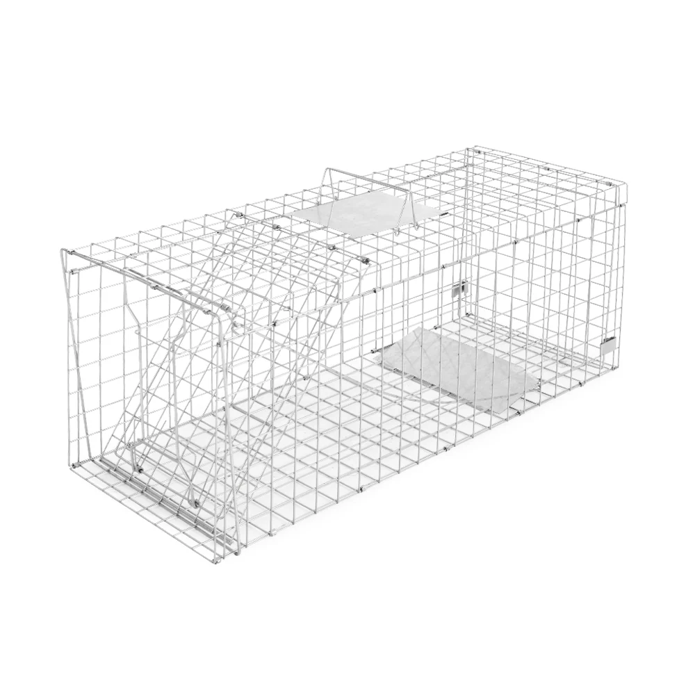 Humane Animal Trap Cage 150x50x53cm - Silver - Nurns