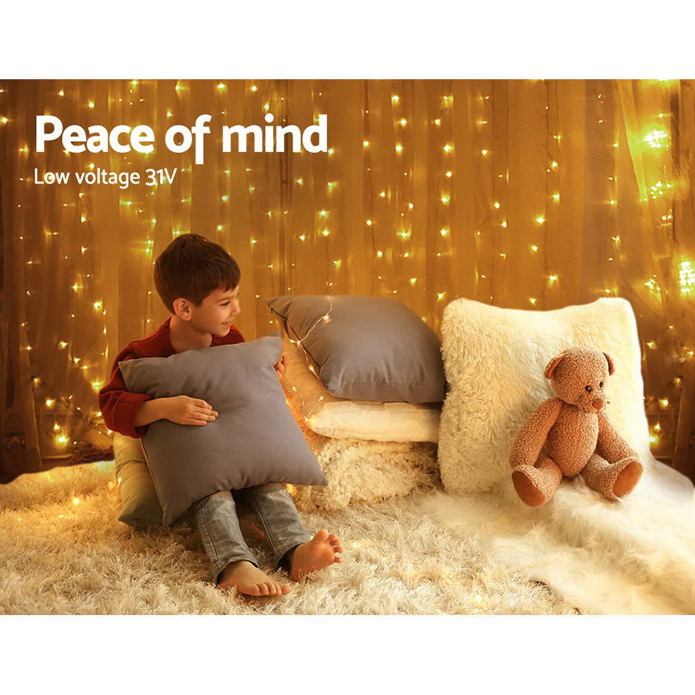 6X3M Christmas Lights Curtain Light 600 LED - Warm White - Nurns