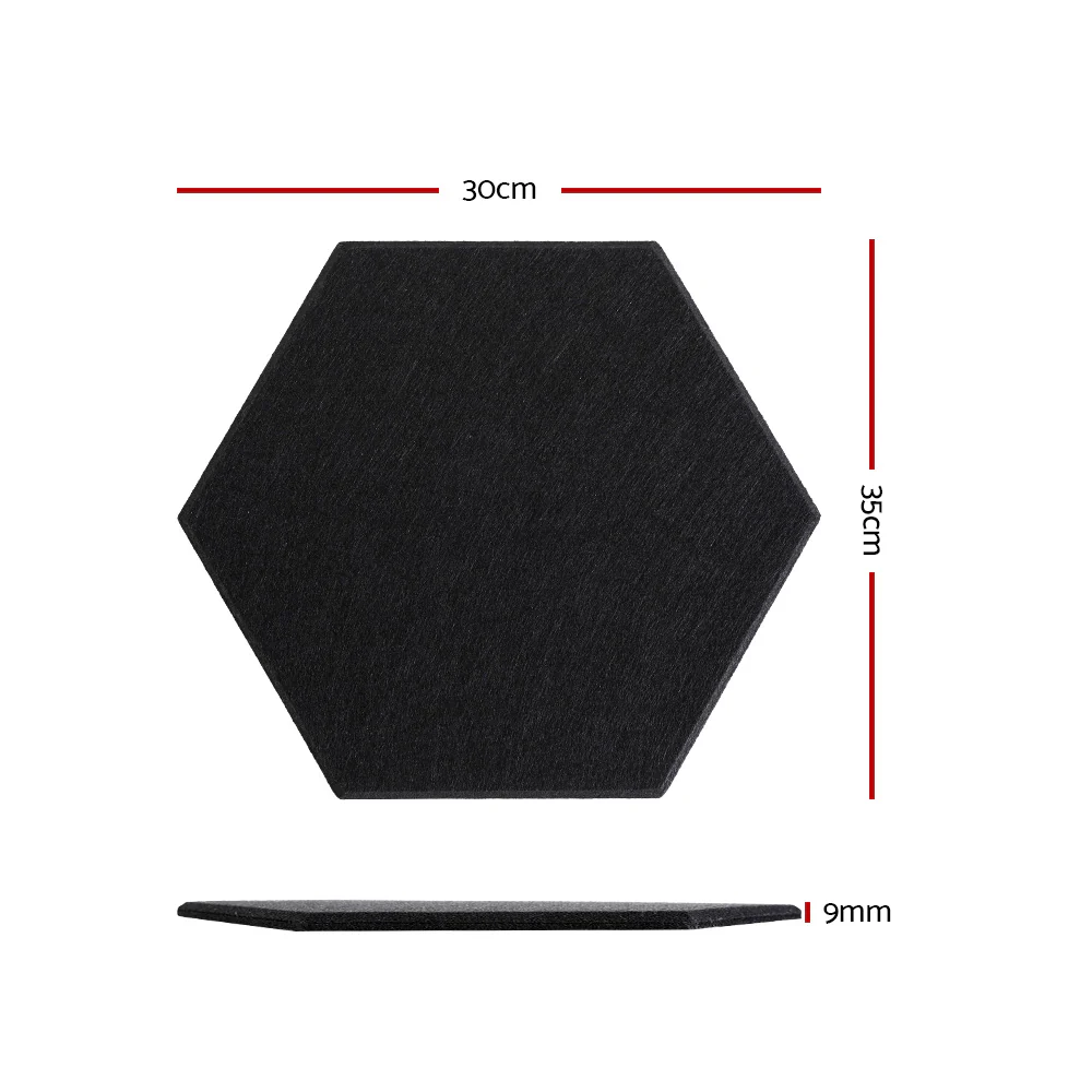 Acoustic Foam 12pcs 35x30x0.9cm Soundproof Absorption Panel Adhesive Black - Nurns