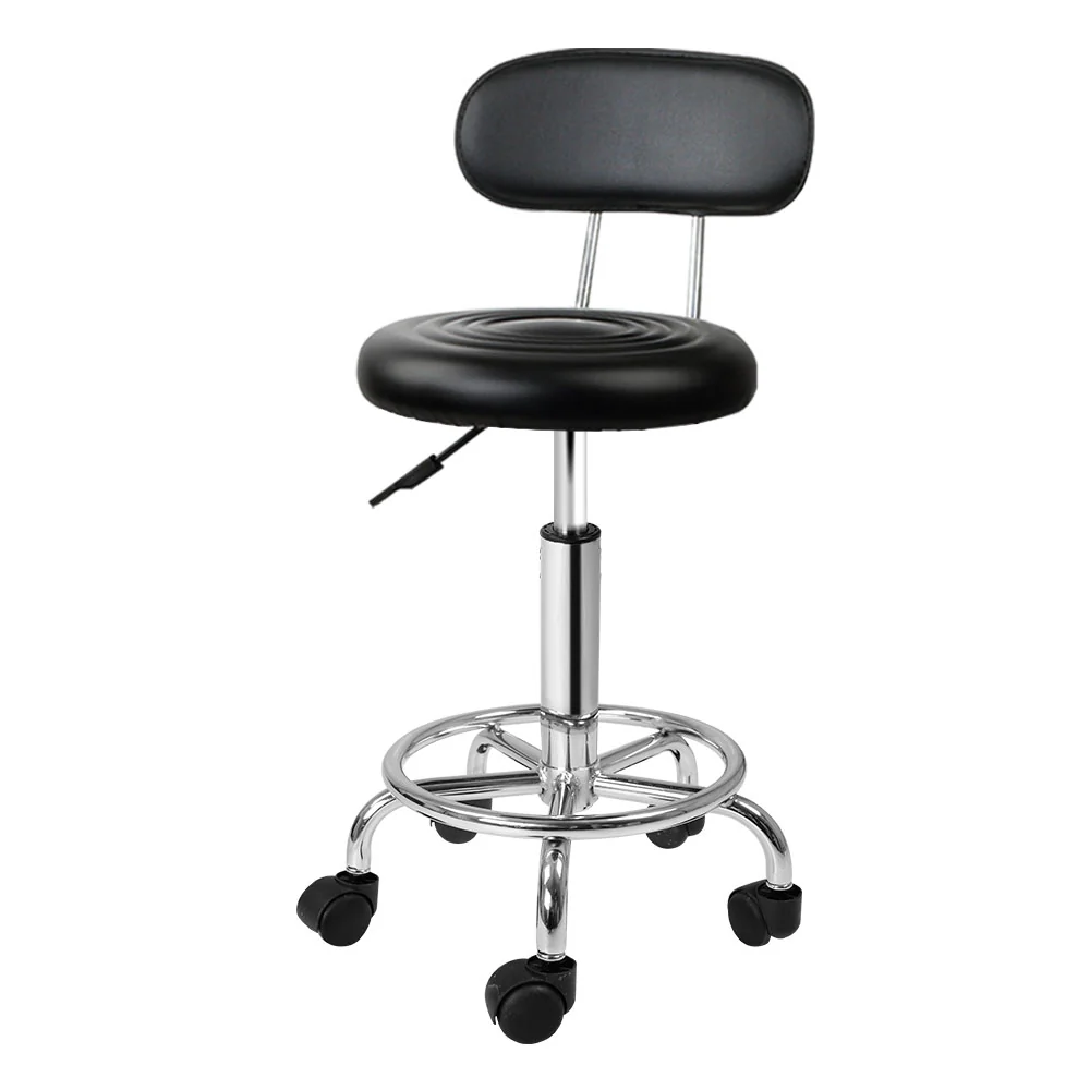 Salon Stool Swivel Chair Backrest Black - Nurns