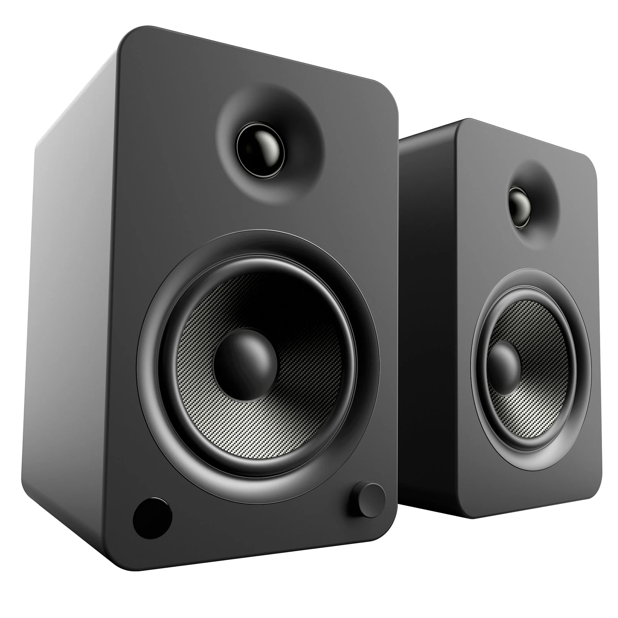 YU6 200W Powered Bookshelf Speakers with Bluetooth and Phono Preamp - Matte Black - Nurns