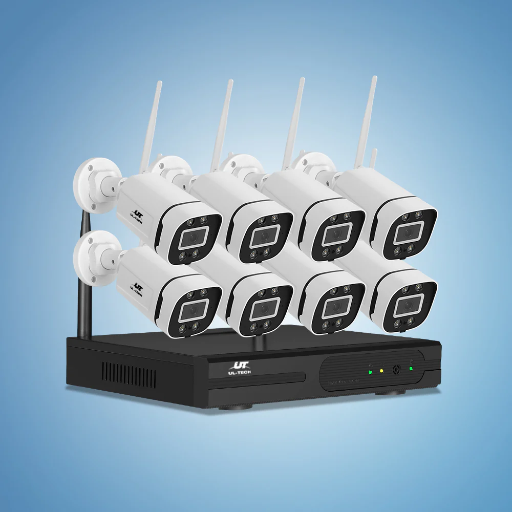 Wireless CCTV Security System 8CH NVR 3MP 8 Square Cameras - Nurns