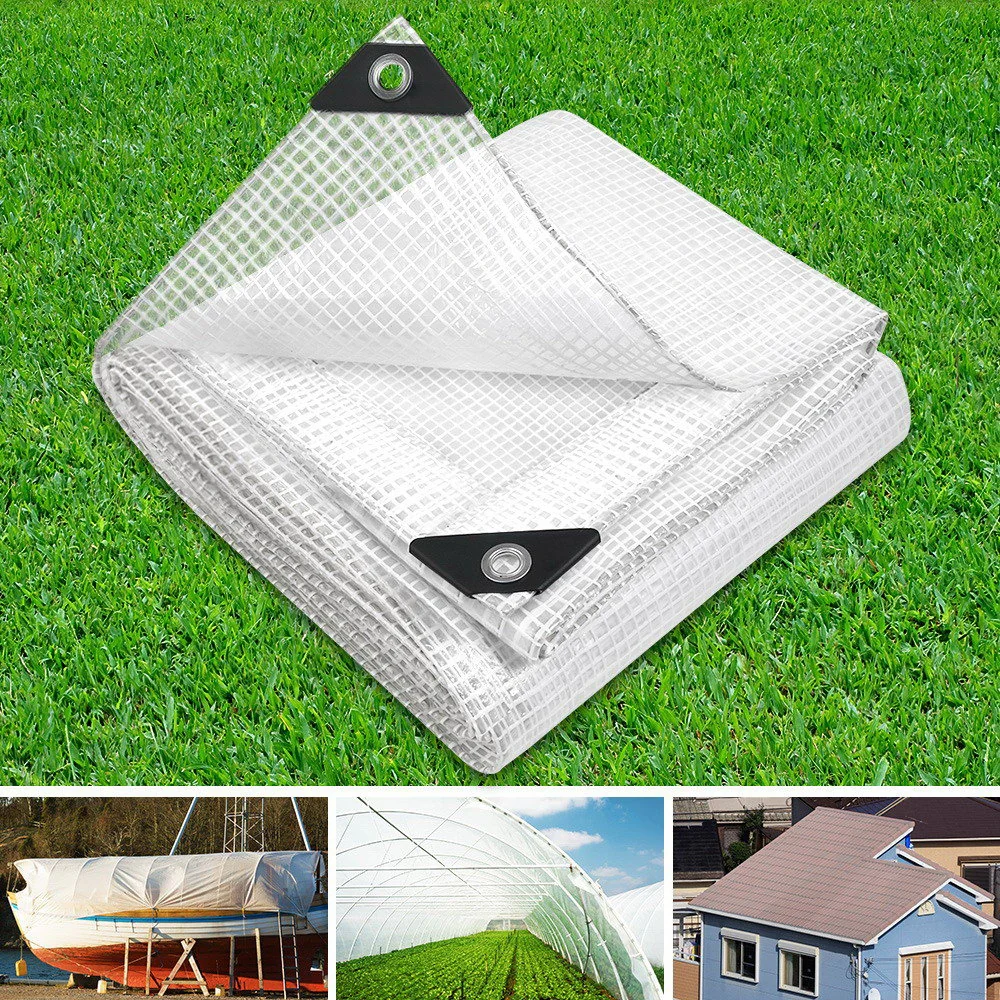 9x12m Tarp Camping Tarps Poly Tarpaulin Heavy Duty Cover 135gsm Clear - Nurns