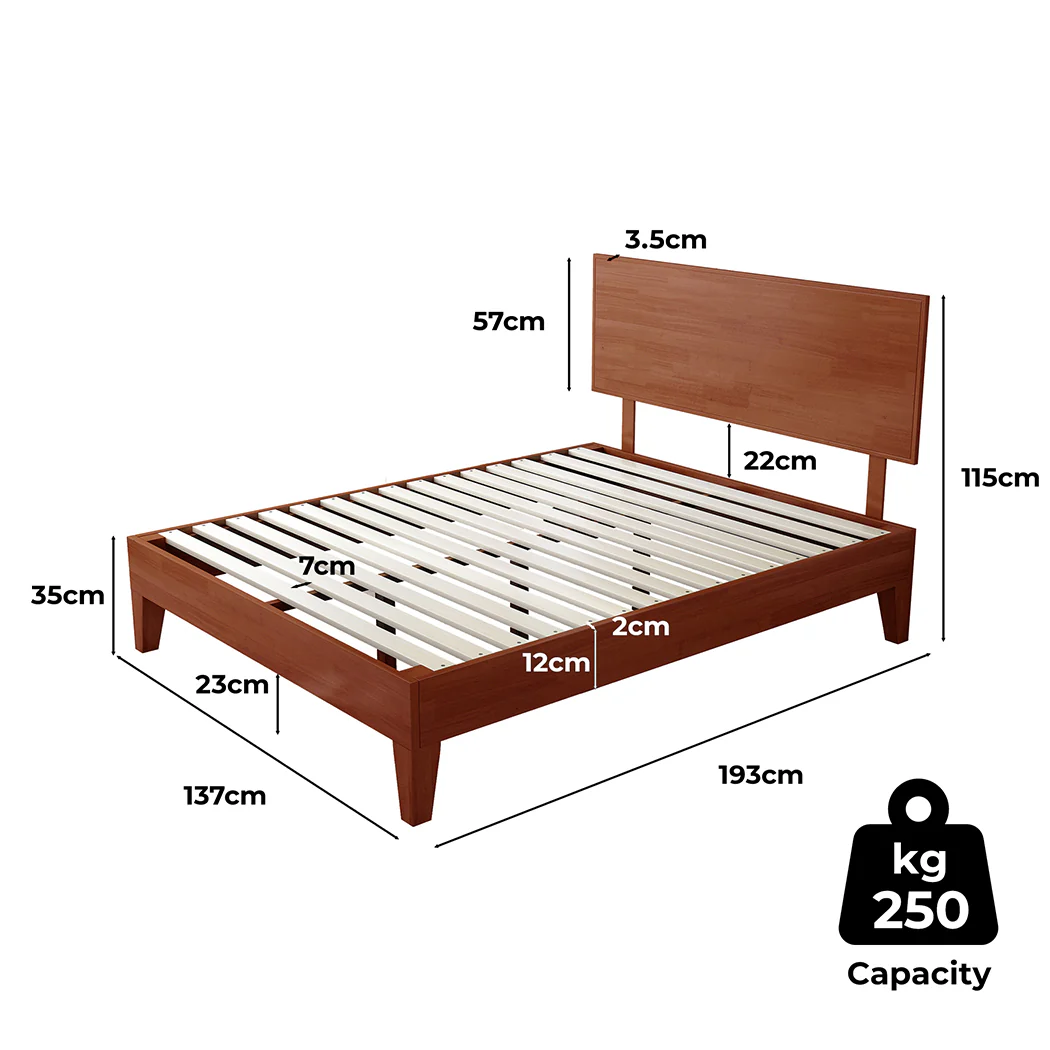 Naomi Rubberwood Bed Frame - Walnut Double - Nurns