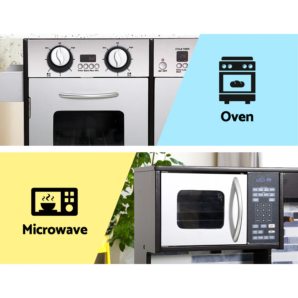 Kids Kitchen Wooden Pretend Play Set Toys Cooking Food Children Cookware - Nurns