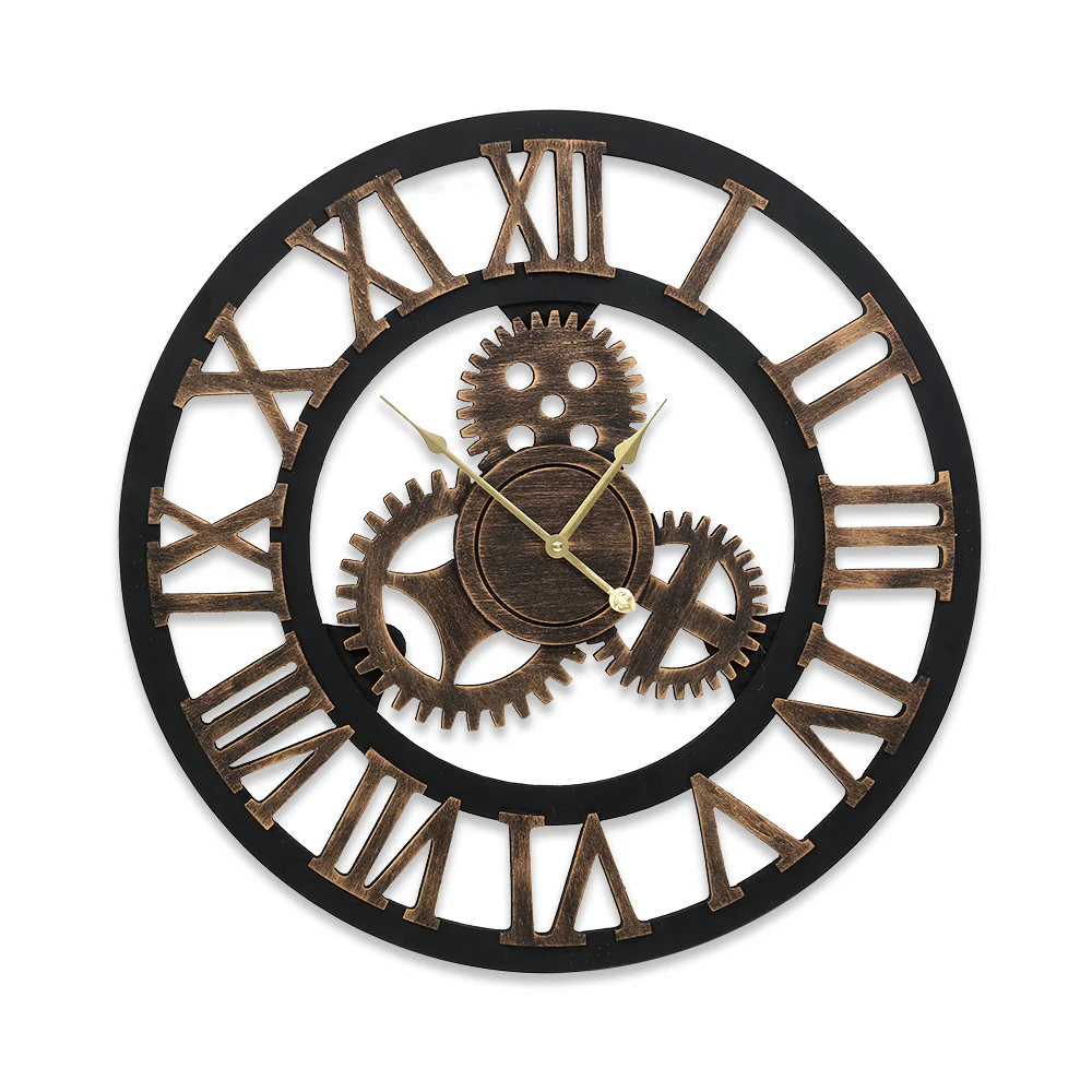 Wall Clock Modern Large 3D Vintage Luxury Clock Enduring Home Office Decor - Nurns