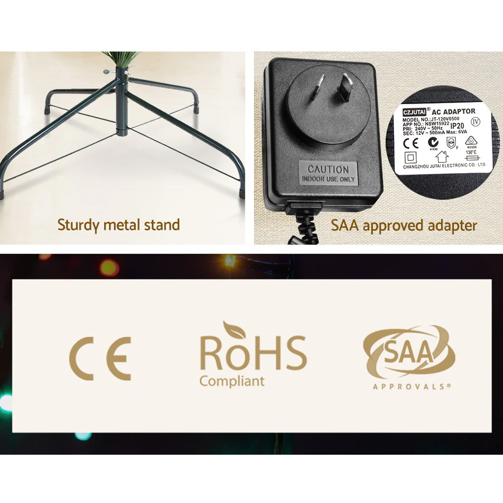 8ft 2.4m 320 Tips Christmas Tree Optic Fibre Xmas tree - Multi Colour - Nurns