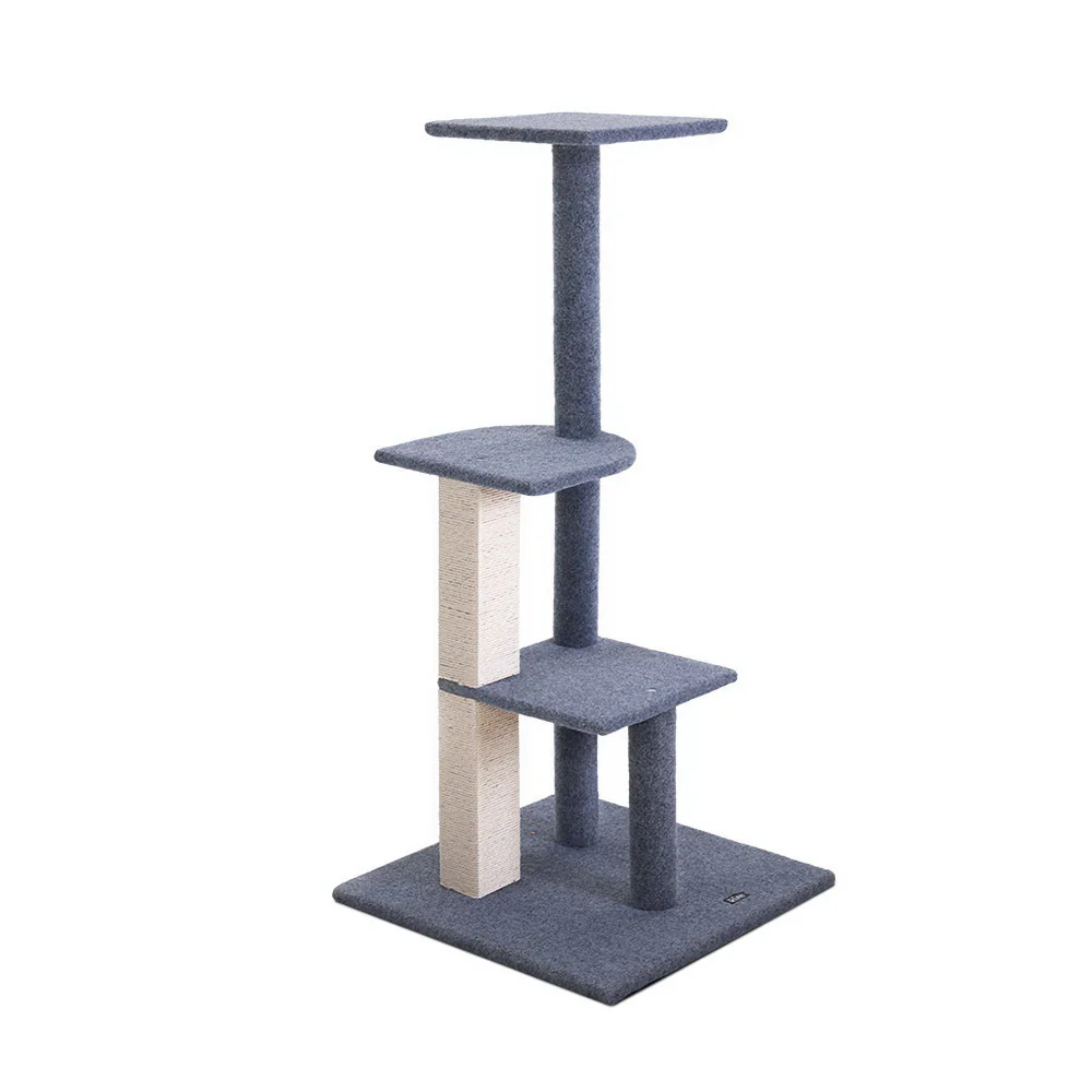 Cat Tree 124cm Trees Scratching Post Scratcher Tower Condo House Furniture Wood Steps - Grey - Nurns