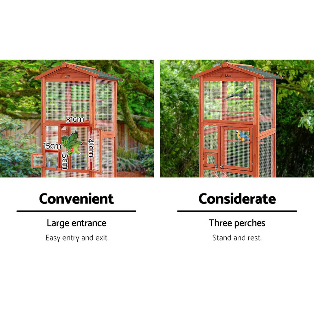 Bird Cage Wooden Pet Cages Aviary Large Carrier Travel Canary Cockatoo Parrot Extra Large - Nurns