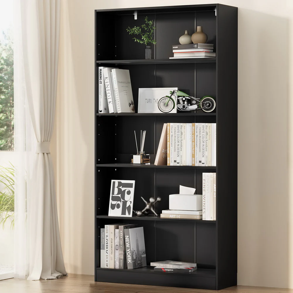 Artiss Bookshelf 5 Tiers Anton Black - Nurns