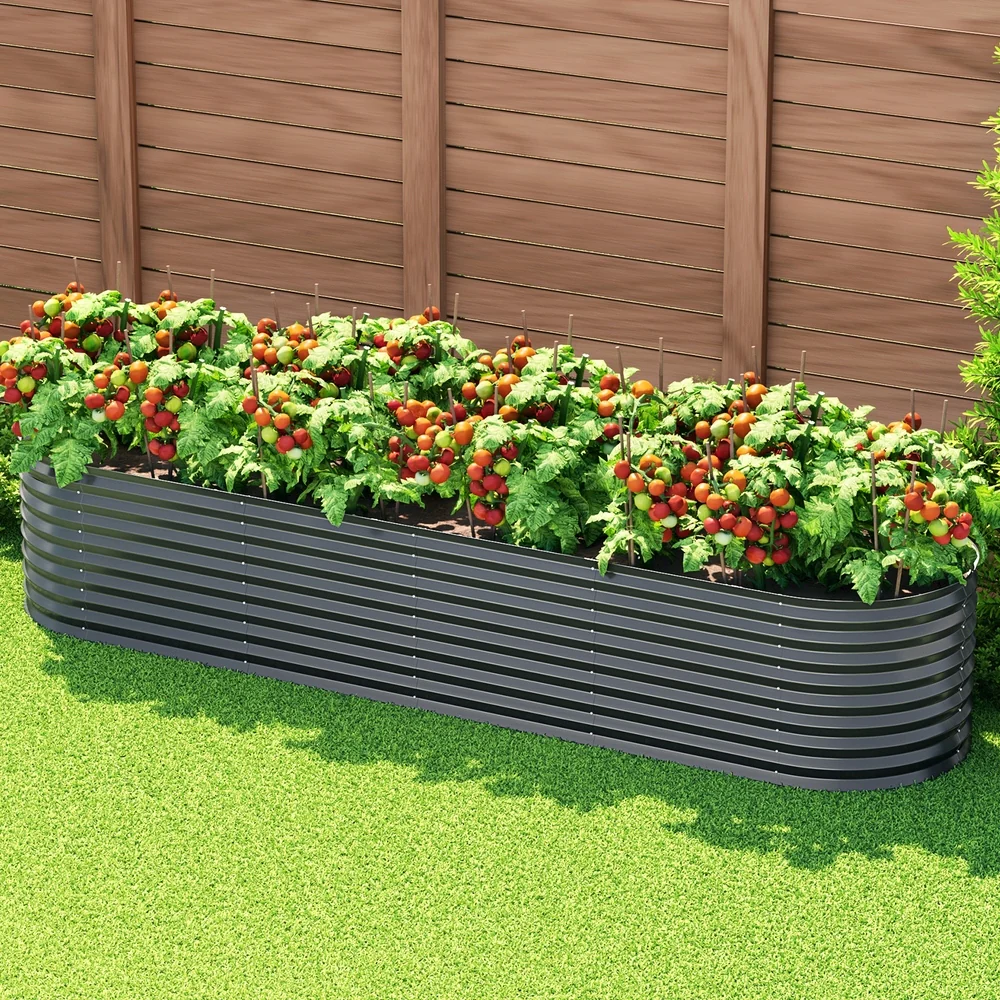 Garden Bed 320x80x56cm Oval Planter Box - Nurns