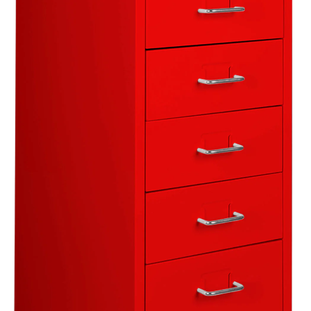Levede 5 Drawer Office Cabinet Drawers Red - Nurns