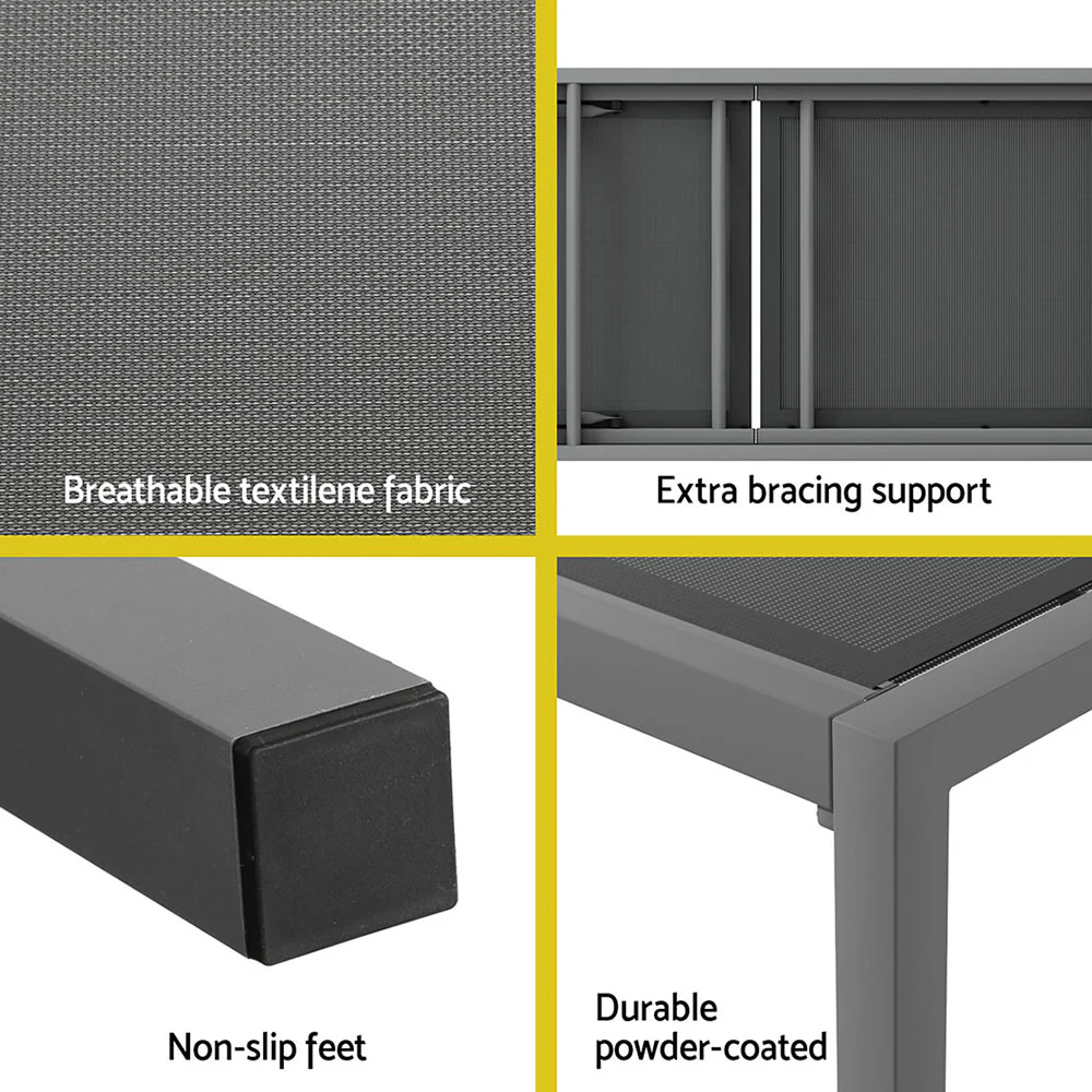 Romy Sun Lounger Outdoor Lounge Chair Patio Furniture Aluminium Wheels Pool - Dark Grey - Nurns