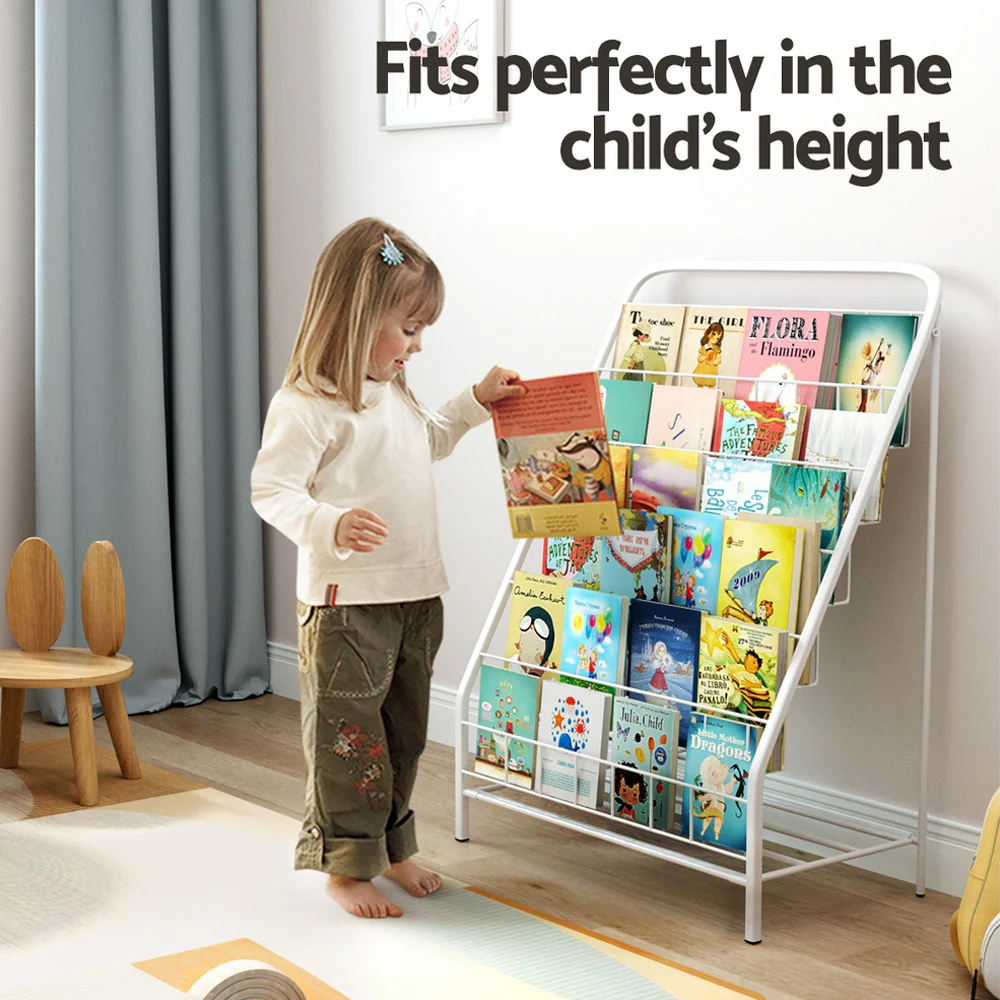 6 Tiers Kids Bookshelf Magazine Rack Children Bookcase Organiser Foldable - Nurns